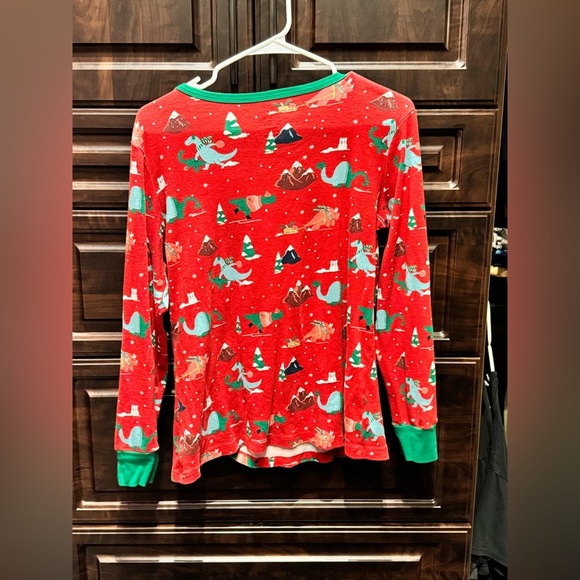 Christmas Dinosaur SET Pajamas 100% cotton - Red Green Large - Picture 3 of 8